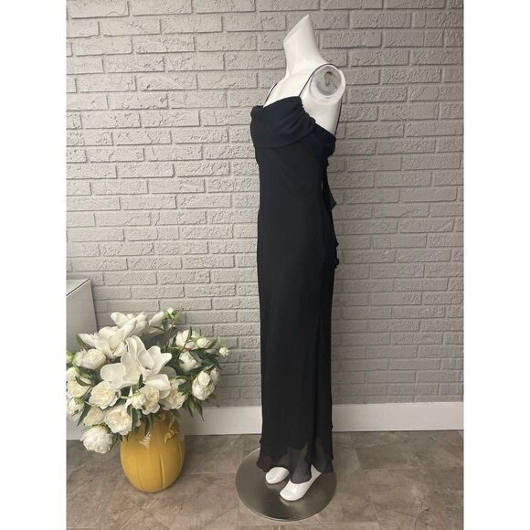 Be Smart Black Elegant Spaghetti Strap Evening Maxi Dress Size 5/6 - Picture 4 of 9